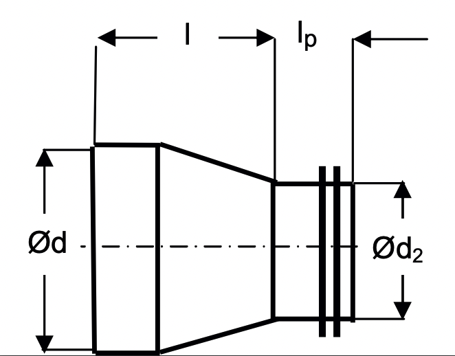 RGF-160125 - Spirobuis-hulpstuk verloop met afdichtingsrubber - Ø160 naar Ø125mm